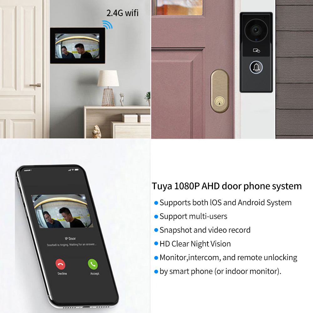 7/10 Inch Video Intercom 1080P - Smart Doorbell Wired ulasan dan harga